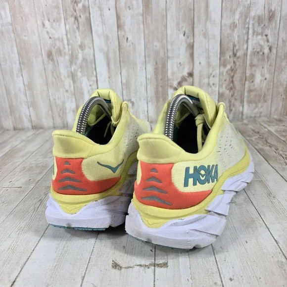 Hoka Clifton 8 Women's Running Shoes Lemon Yellow Teal Size 9B 1119394 - Picture 3 of 8